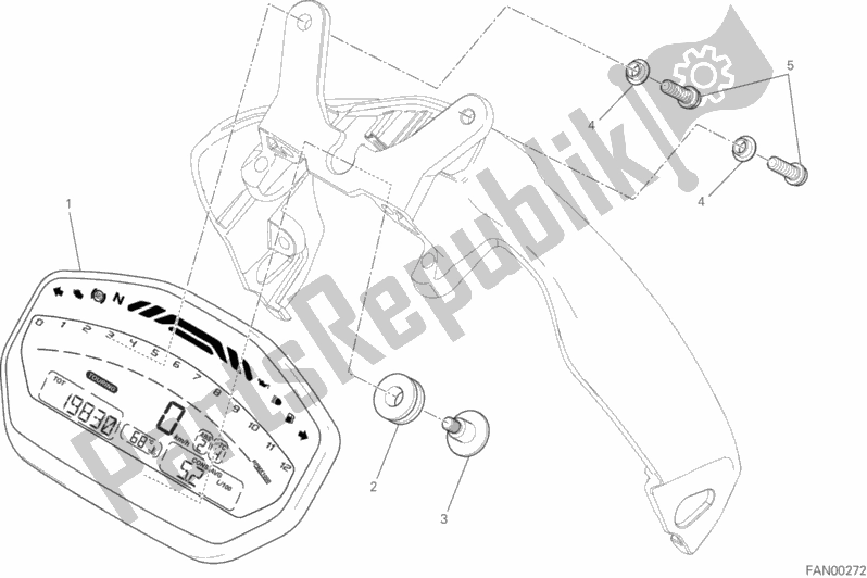 Tutte le parti per il Pannello Degli Strumenti del Ducati Monster 821 Stripes USA 2016